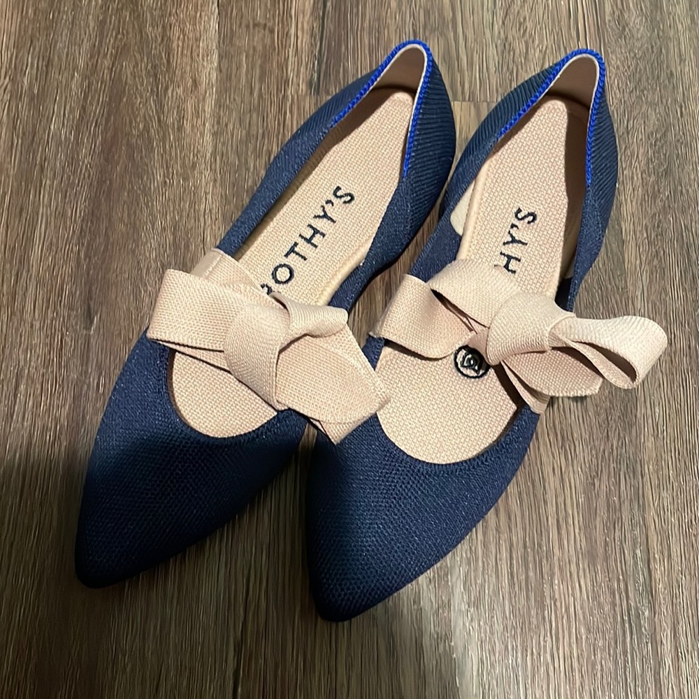 Rothy's Mary Jane Pointed Shoes in Sapphire with Bow size 5.5